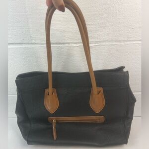 Valentina Black Brown Leather Tote Bag